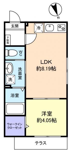 コンフォート薬園台(1LDK/1階)の間取り写真