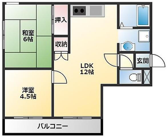 メゾンキューブ(2LDK/2階)の間取り写真