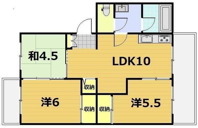 稲毛山王町レジデンス(3LDK/4階)の間取り写真