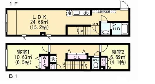 エフティヒア西品川(2LDK/B1階)の間取り写真