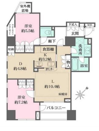 パークハウス本駒込(2LDK/4階)の間取り写真