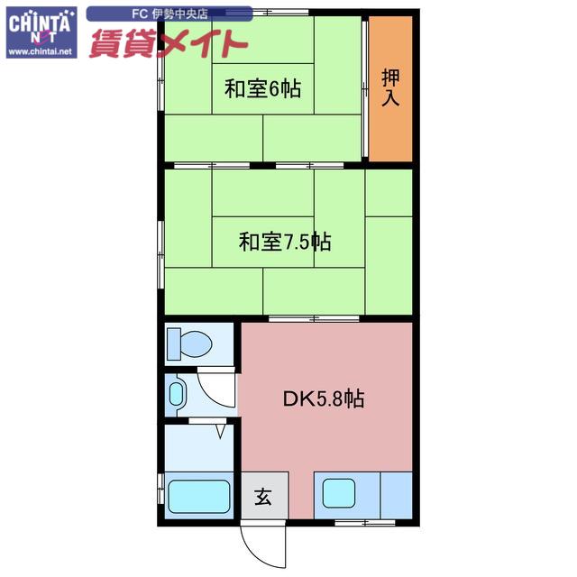 ユーアドリア(2DK/3階)の間取り写真