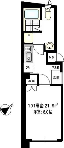 BCASA TABATA(1K/1階)の間取り写真