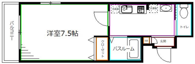 はうすS(1K/2階)の間取り写真