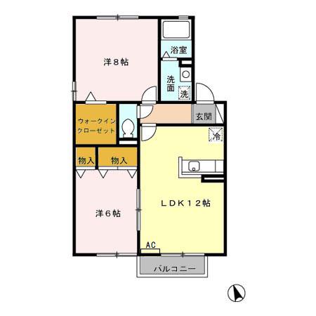 ツインコートポエム B(2LDK/2階)の間取り写真