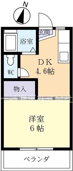 シャトル野田原(1DK/1階)の間取り写真
