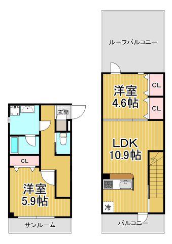 阪急甲陽線 苦楽園口駅 徒歩3分 4階建 築6年(2LDK/3階)の間取り写真