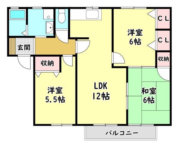 ソレイユ・ルボンI(3LDK/1階)の間取り写真