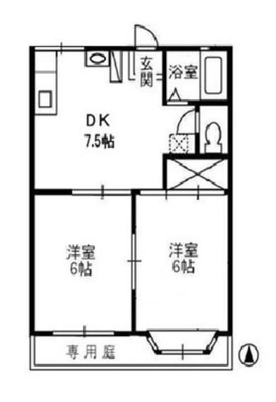 アンジェリーク福島(2DK/2階)の間取り写真