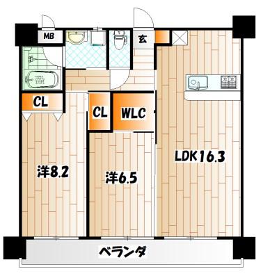 フェルト1021(2LDK/4階)の間取り写真