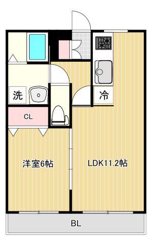 グランコート御領(1LDK/1階)の間取り写真