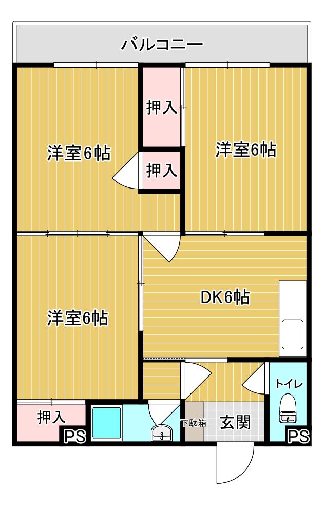 第一菊ビル(3DK/5階)の間取り写真