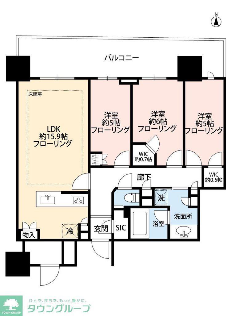 幕張ベイパーク ライズゲートタワー(3LDK/32階)の間取り写真