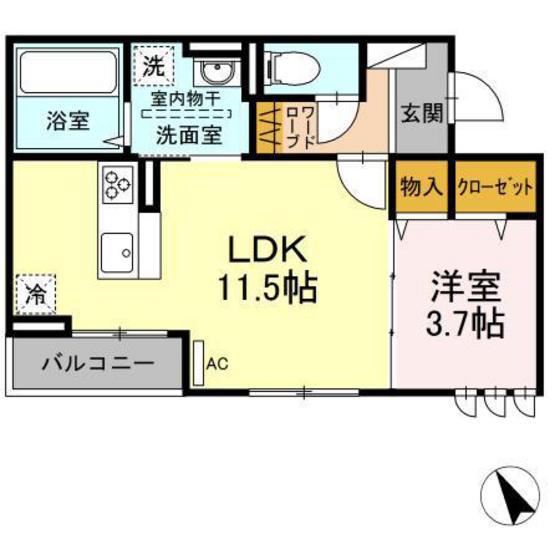 CASAニックスII(1LDK/3階)の間取り写真