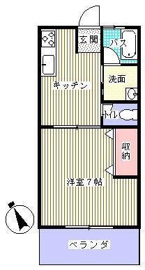 アップヒル・コーポ(1K/1階)の間取り写真