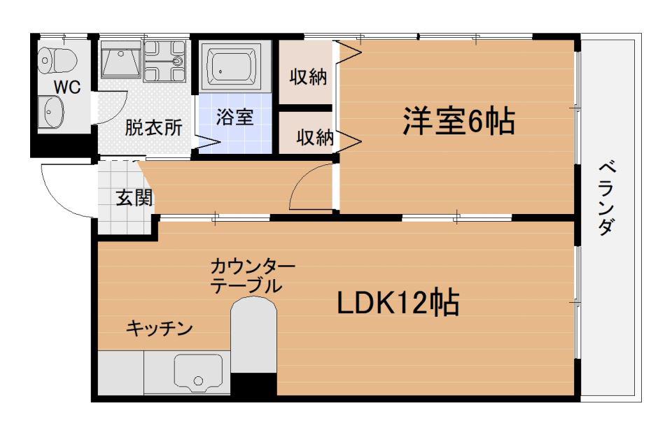 ビッグサンビル(1LDK/2階)の間取り写真