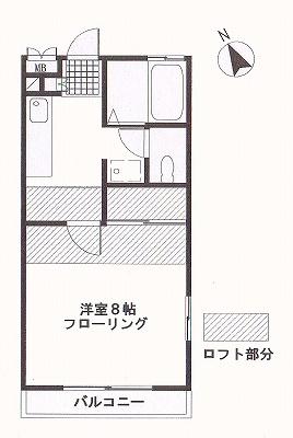 ウエストコーストII(1K/2階)の間取り写真