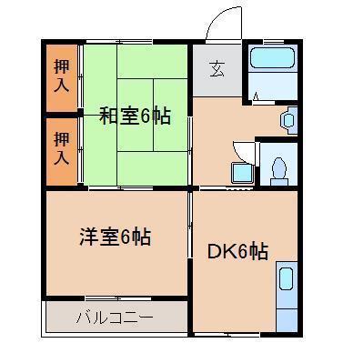 ポラール(2DK/1階)の間取り写真
