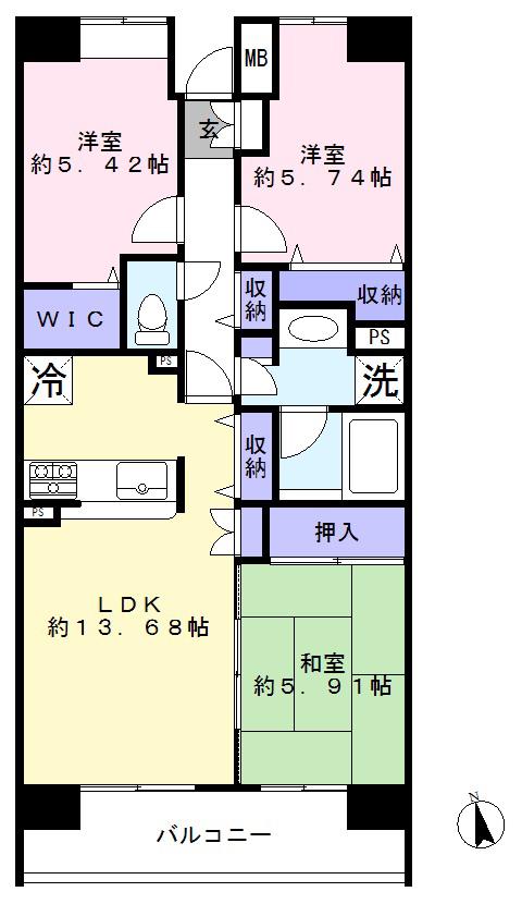 ベルドゥムール柏湯元温泉(3LDK/3階)の間取り写真