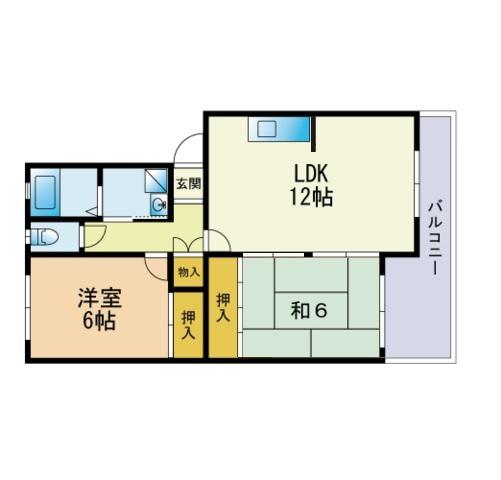 オートアール片江1番館(2LDK/1階)の間取り写真