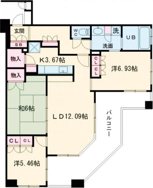 ビバシティシーサイド(3LDK/5階)の間取り写真