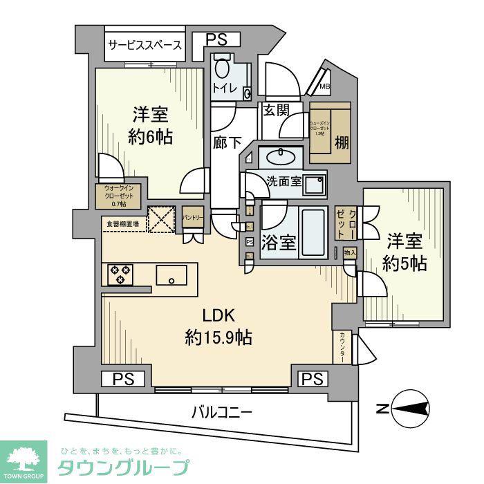 東急世田谷線 宮の坂駅 徒歩8分 3階建 築11年(2LDK/3階)の間取り写真