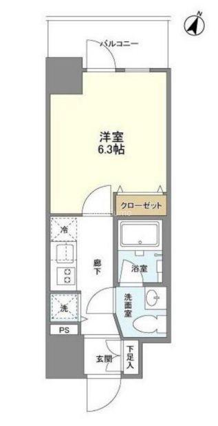 プライマル靭本町(1K/12階)の間取り写真