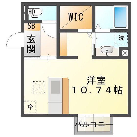 D-CHAMBRE別名 B棟(ワンルーム/1階)の間取り写真