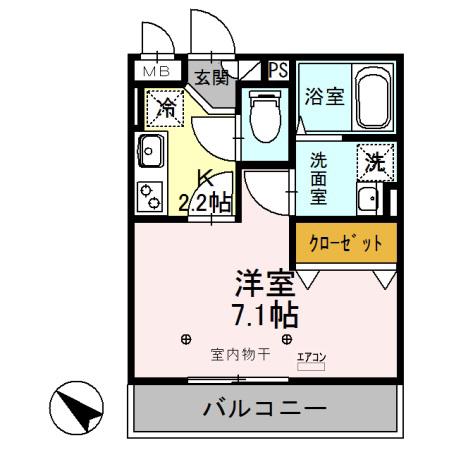 シャルマン(1K/2階)の間取り写真