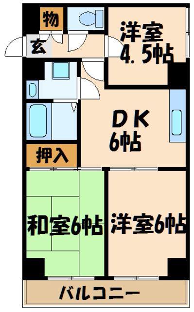 パインクレスト調布(3DK/2階)の間取り写真