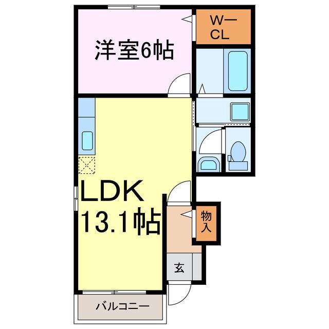 ルーナフィオーレII(1LDK/1階)の間取り写真