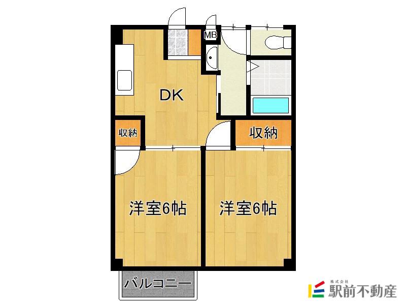 ストロベリーハイツ郷原(2DK/2階)の間取り写真