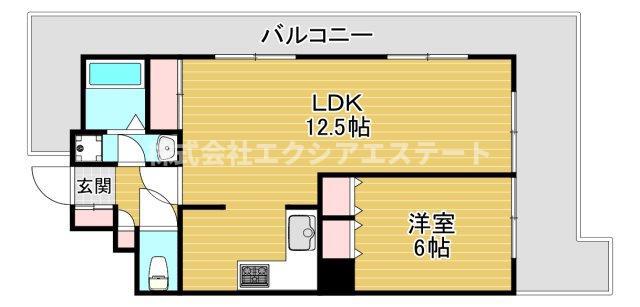 ダイアパレス淡路(1LDK/4階)の間取り写真