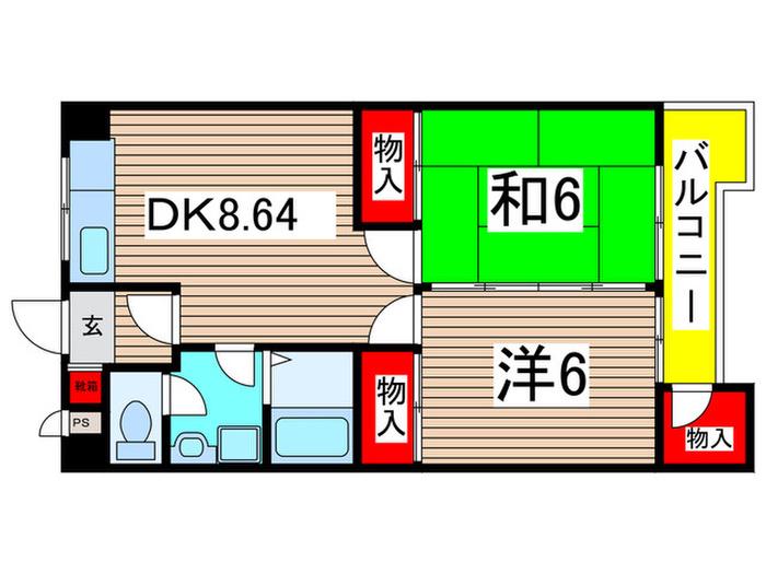 ファミーユイタバシ(2DK/3階)の間取り写真