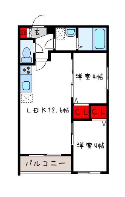 TIO GRACE(2LDK/1階)の間取り写真