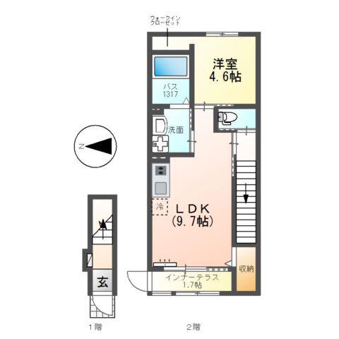 甲南町葛木アパアート(1LDK/2階)の間取り写真