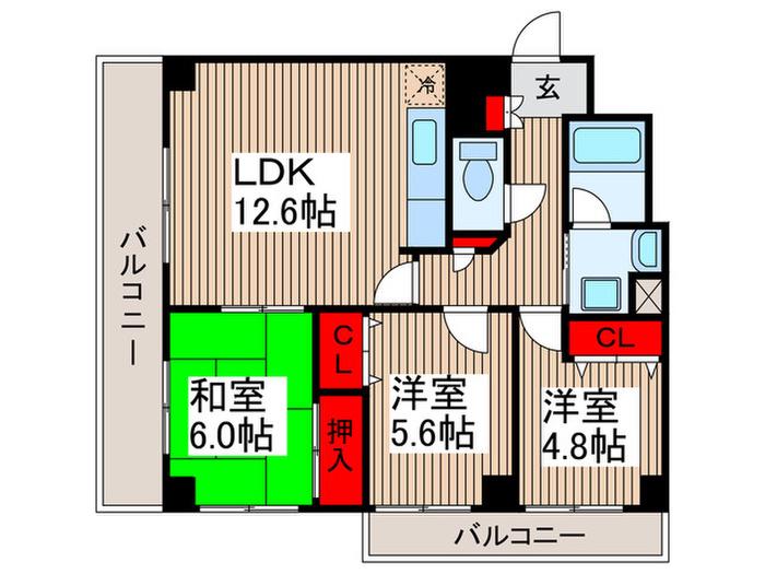 ラ・リーヴ(3LDK/2階)の間取り写真