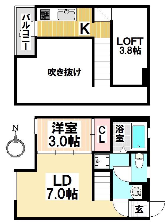 サンアリーナ北頭(1LDK/1階)の間取り写真