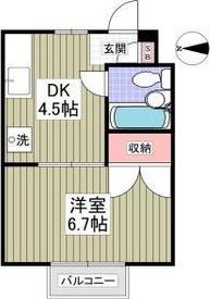 ヴェールシフォン宇都宮(1DK/1階)の間取り写真