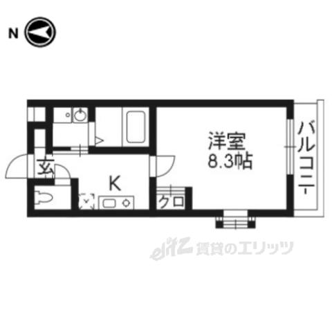 ユイマールⅠ(1K/2階)の間取り写真