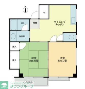 北町コーポ3号棟(2DK/3階)の間取り写真