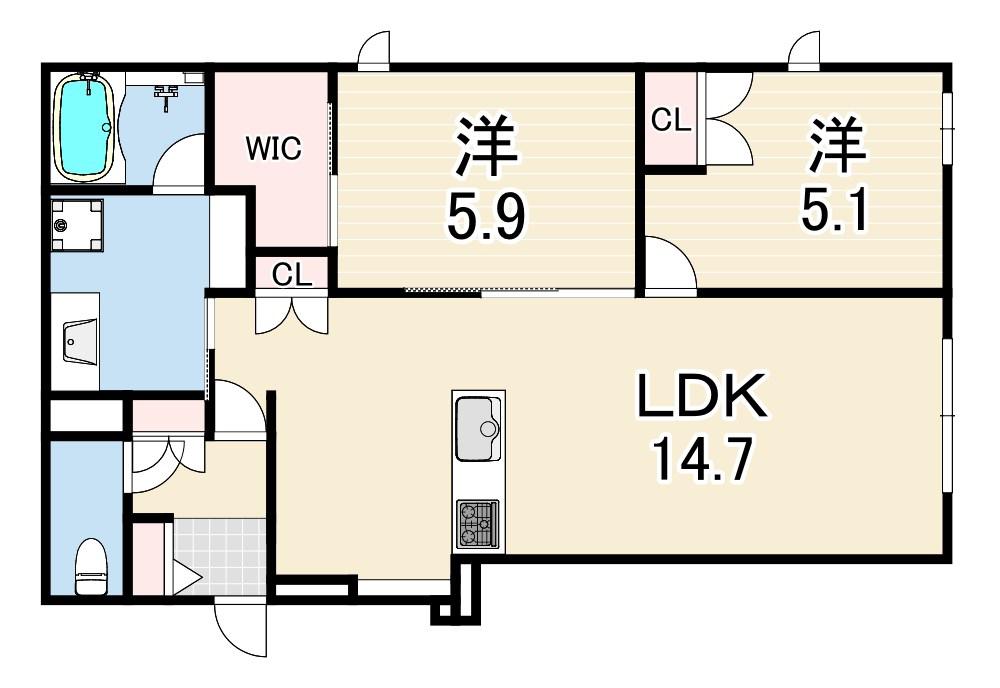 ベル アントレ 西宮(2LDK/1階)の間取り写真