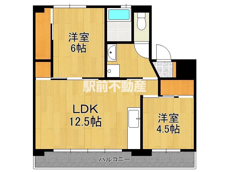 ハッピーエステート大財北 2号棟(2LDK/4階)の間取り写真