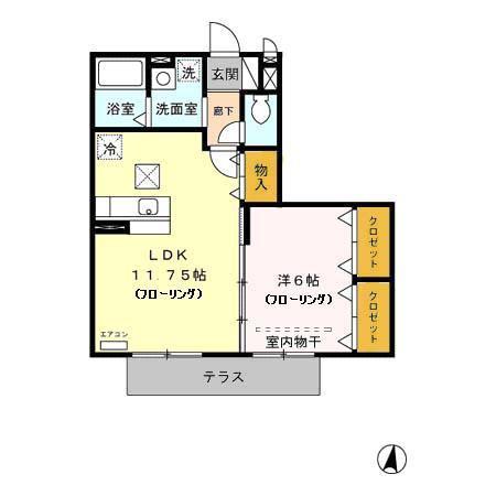 ハウスオブブランカ(1LDK/1階)の間取り写真