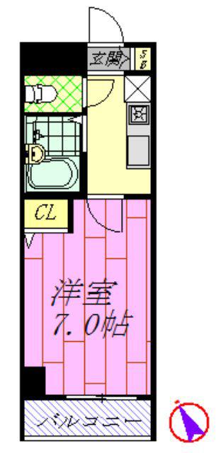 CASSIA南行徳(1K/2階)の間取り写真