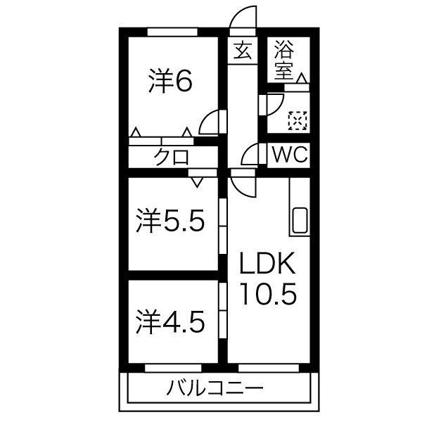 プロビデンス日比野(3LDK/3階)の間取り写真