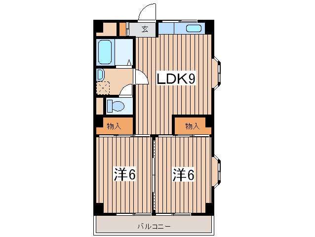 親和レジデンス(2LDK/5階)の間取り写真