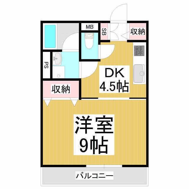鎌田スカイ(1DK/1階)の間取り写真