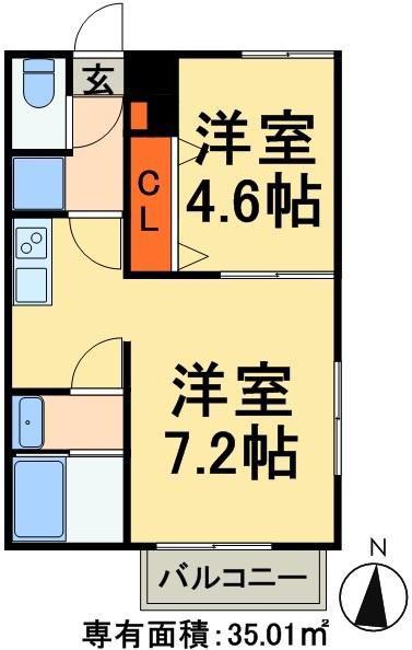 アムールひなゆり(1LDK/1階)の間取り写真