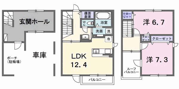 プレシャス・スペースII(2LDK/1階)の間取り写真